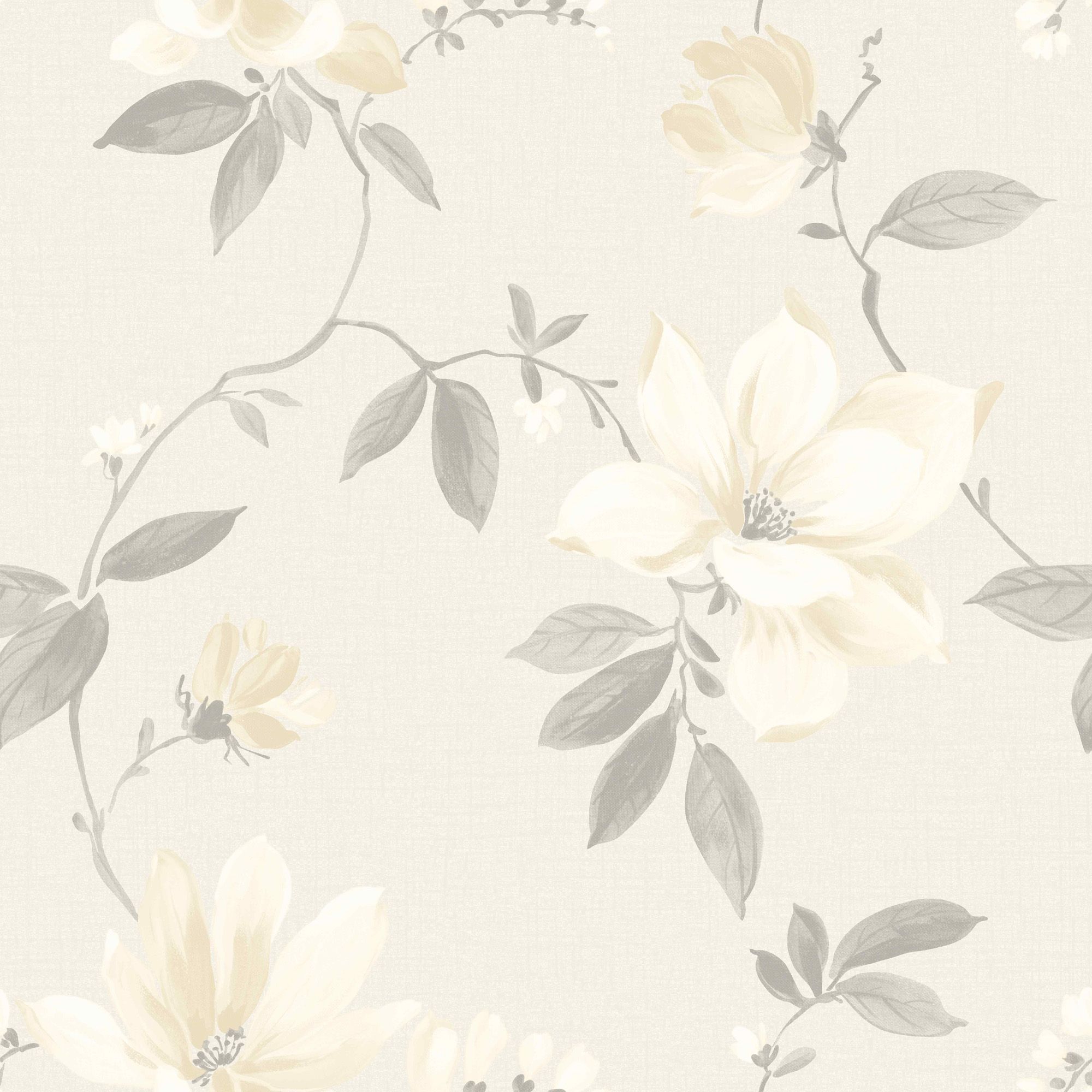 Magnolia Cream Floral Wallpaper Departments DIY at B&Q