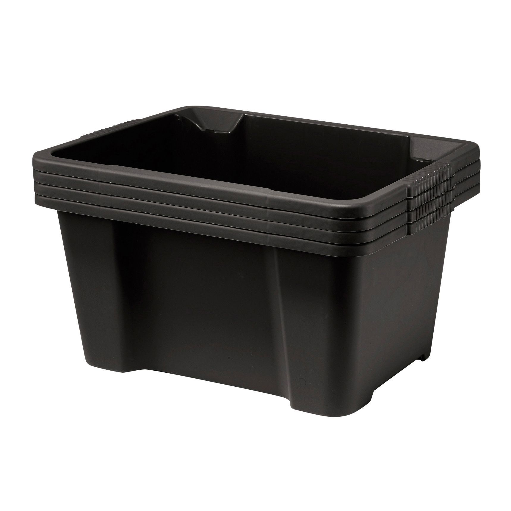 Keter Black Plastic Storage Box, Pack of 4 Departments