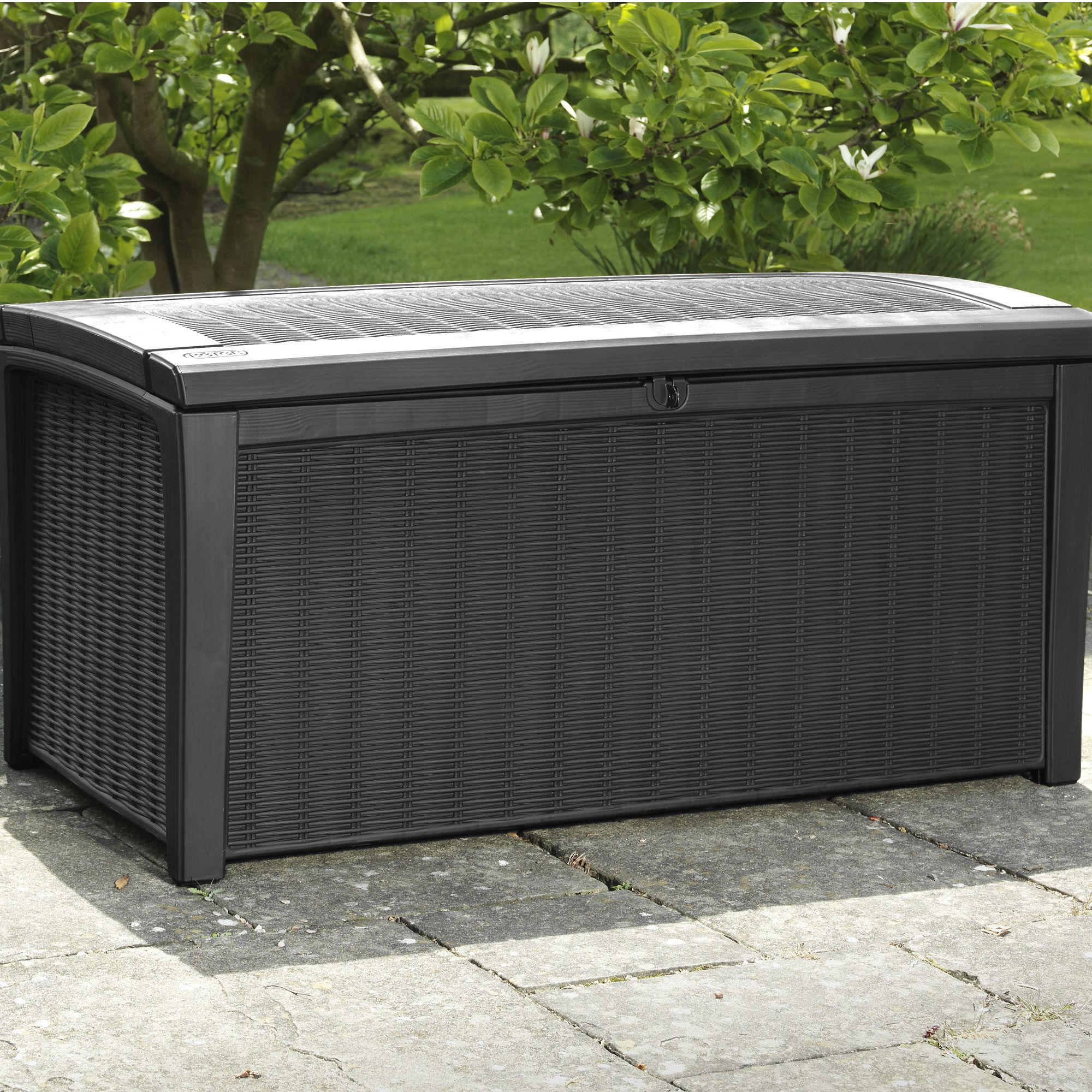 Borneo Rattan Effect Plastic Garden Storage Box | Departments | DIY at B&Q