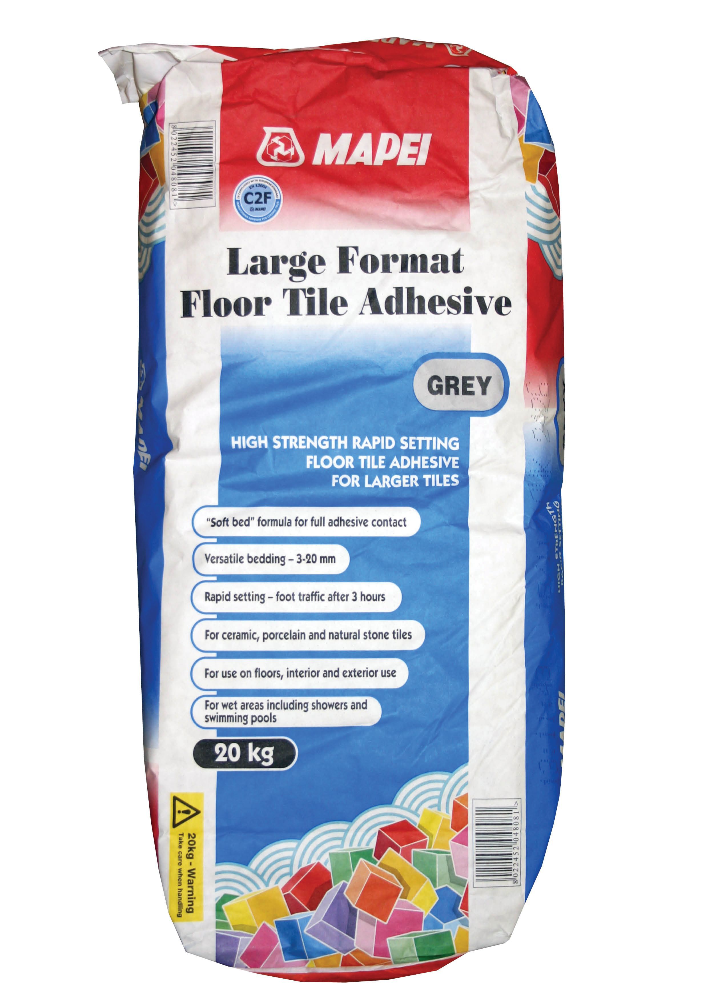 Mapei Large Format Powder Floor Tile Adhesive, Grey 20kg Departments