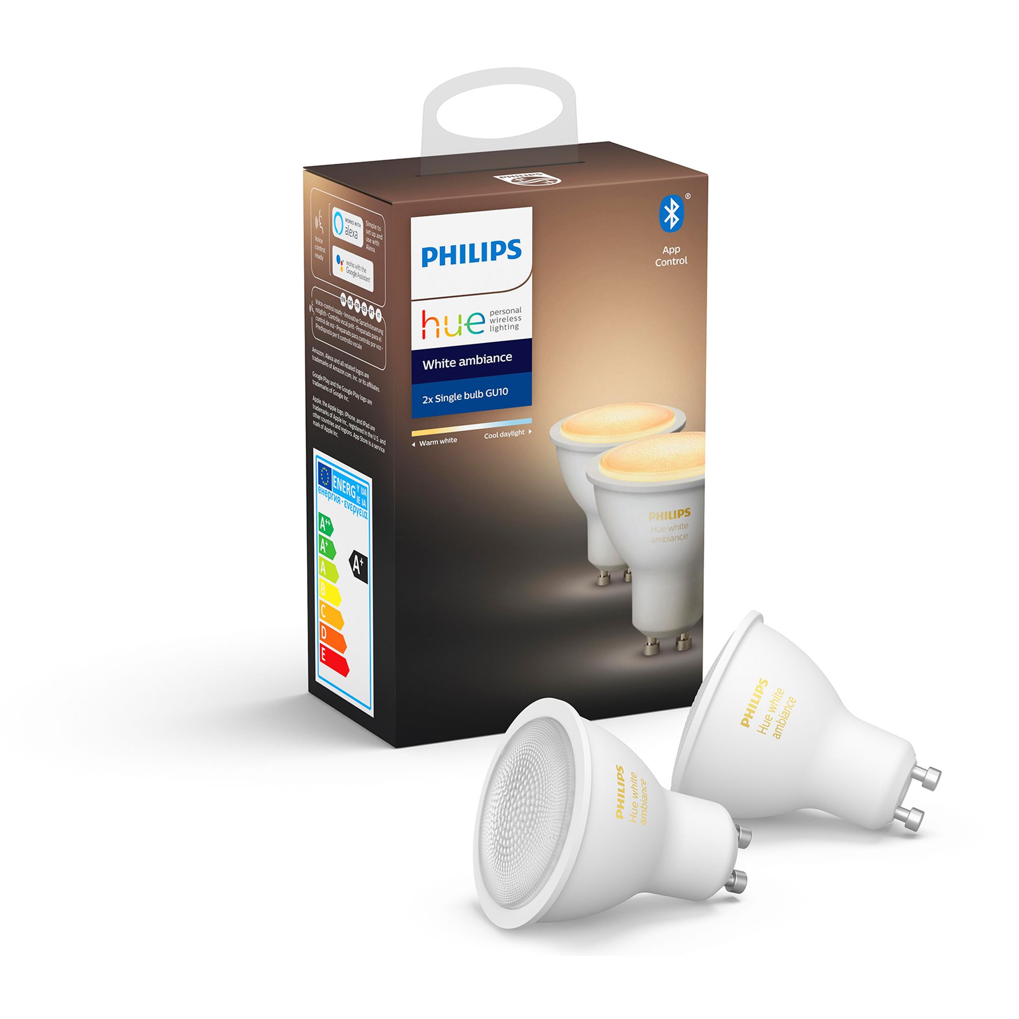 Philips Hue GU10 LED Cool White Warm White Dimmable Light Bulb Pack