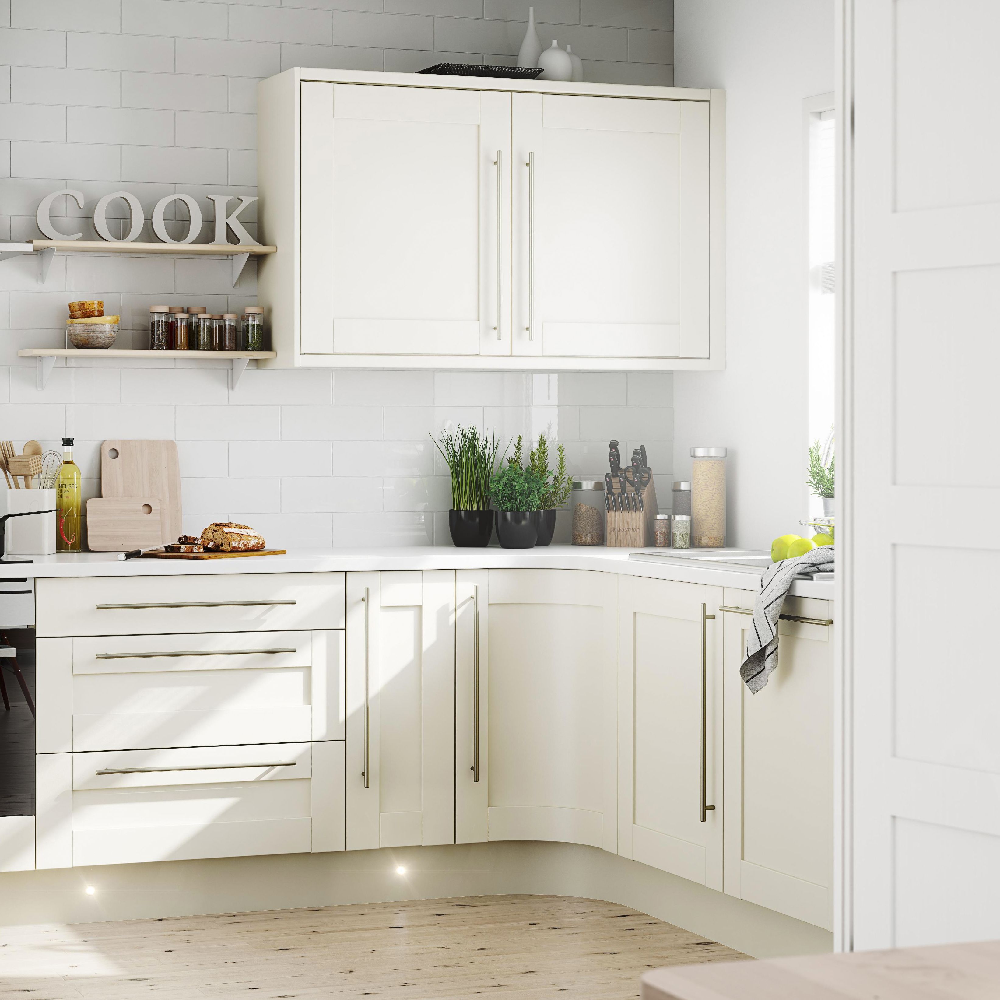 Scandinavian kitchen design ideas | Help & Ideas | DIY at B&Q IT Brookfield Textured Ivory Style Shaker kitchen