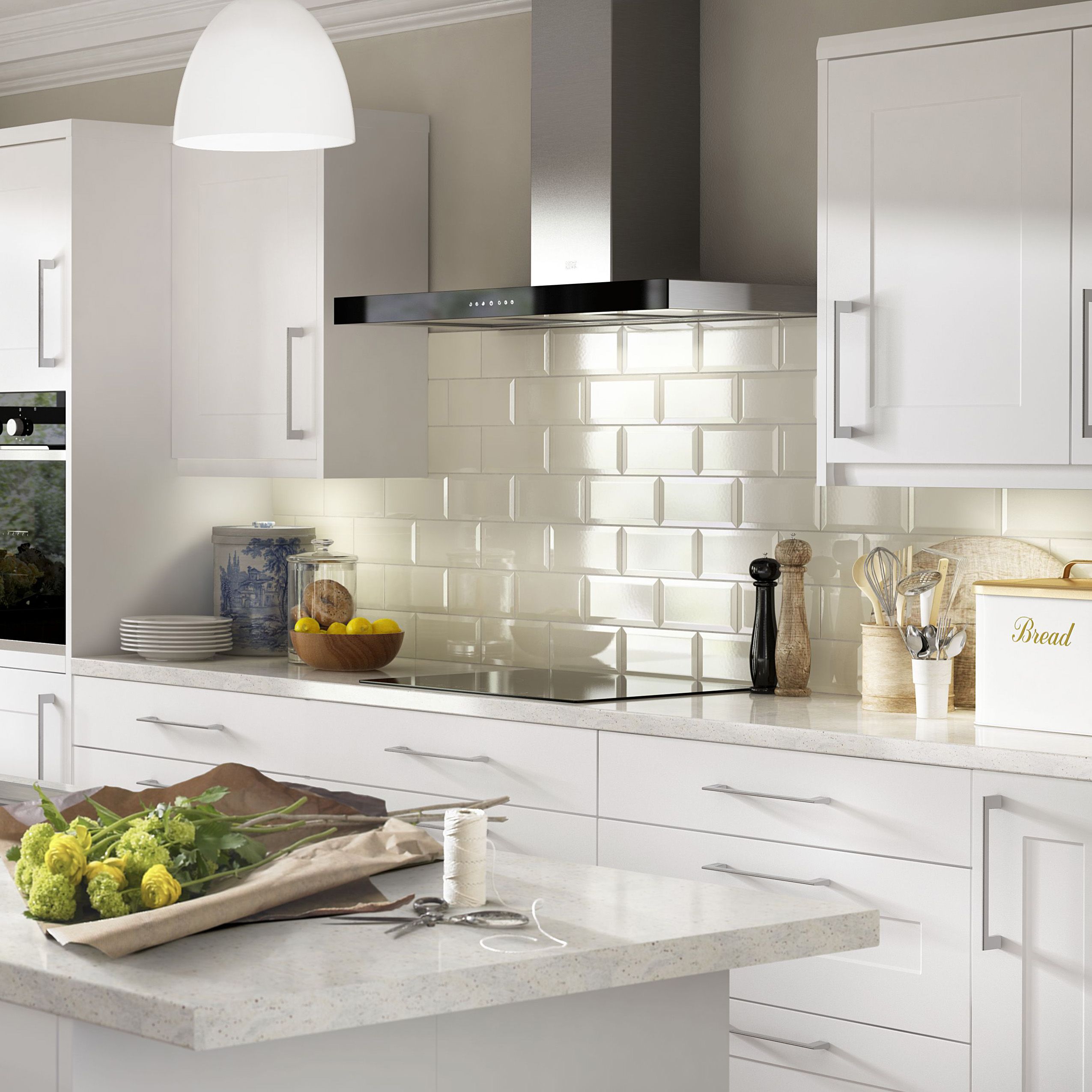 Colours Cirque of Floor (W)330mm kingfisher bathroom Tile, 9 Pack Ceramic  White (L)330mm wallpaper