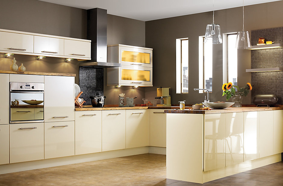 IT Gloss Cream Slab Kitchen Ranges Kitchen Rooms DIY at B&Q IT Gloss Cream Slab Kitchen Ranges Kitchen Rooms DIY at B&Q