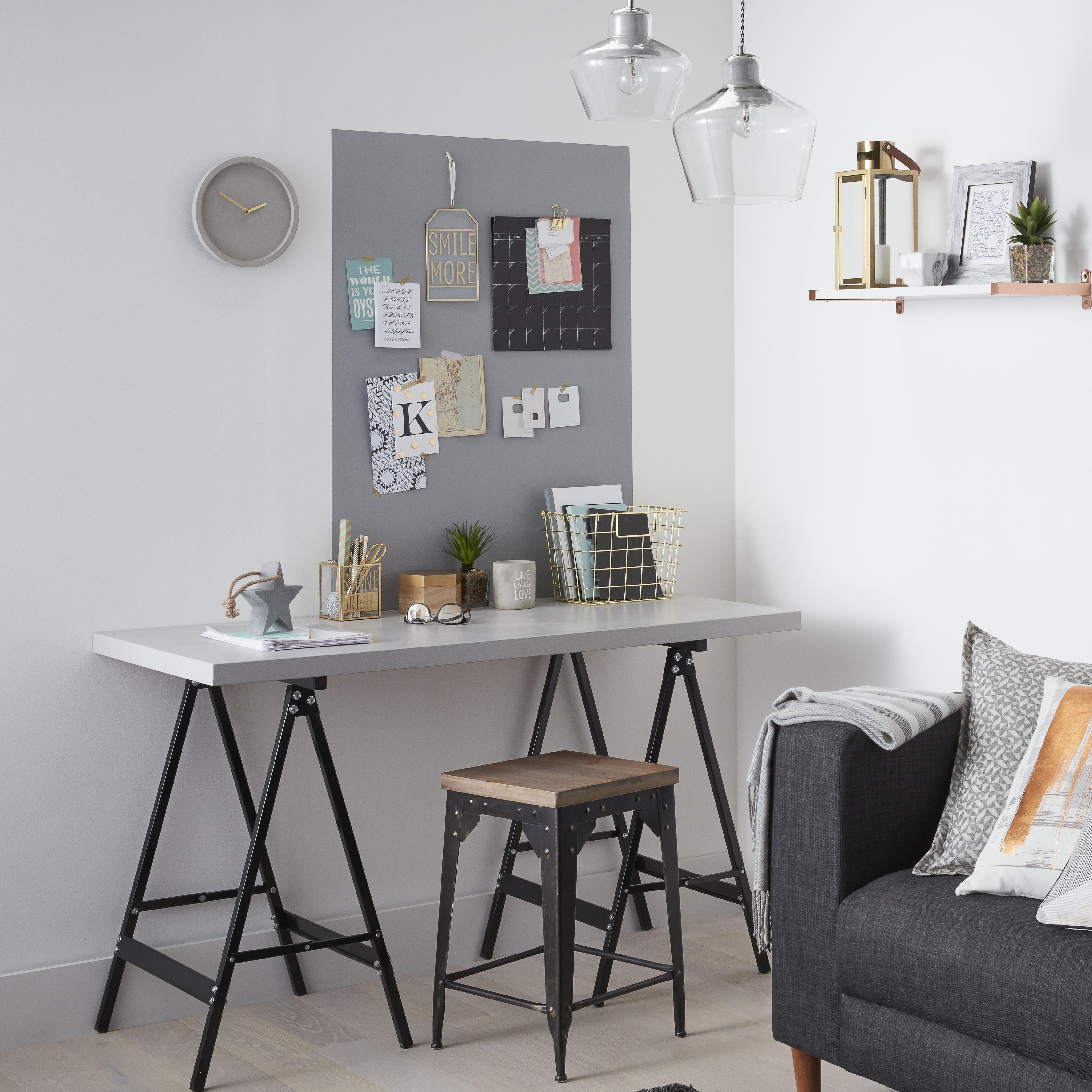 Office space with different paints on the wall