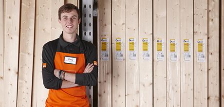 B&Q colleague with timber