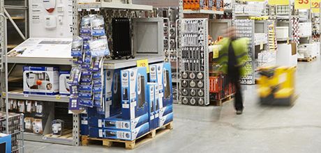 Shelves in B&Q store