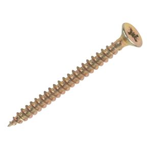 Image of Goldscrew Yellow zinc-plated Carbon steel Wood Screw (Dia)5mm (L)60mm Pack of 100