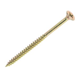Image of Goldscrew Yellow zinc-plated Carbon steel Wood Screw (Dia)6mm (L)100mm Pack of 100