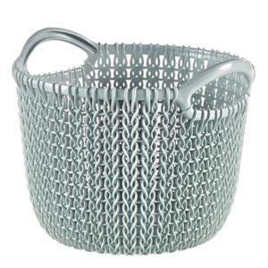Image of Knit collection Misty blue 3L Plastic Storage basket (H)230mm (W)190mm
