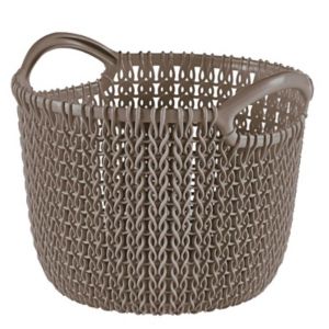 Image of Knit collection Harvest brown 3L Plastic Storage basket (H)230mm (W)190mm