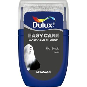 Image of Dulux Easycare Rich black Matt Emulsion paint 0.03L Tester pot