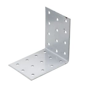 Image of Abru Silver effect Powder-coated Steel Perforated Angle bracket (L)80mm