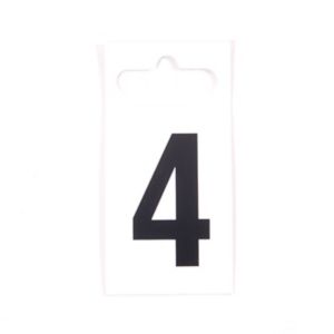 Image of Black & white Plastic Self-adhesive Door number 4 (H)50mm (W)30mm