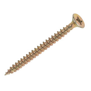 Goldscrew PZ Double-countersunk Yellow-passivated Carbon steel Screw (Dia)4mm (L)30mm  Pack of 200