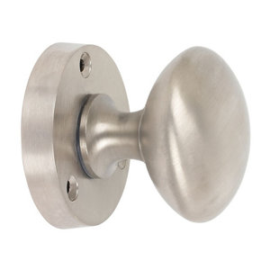 Satin Silver Nickel effect Round Door knob (Dia)51mm  Pack of 2