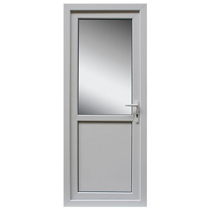 Frosted Glazed White uPVC LH External Back Door set  (H)2055mm (W)840mm