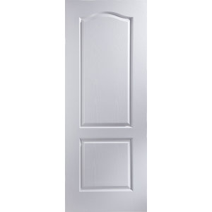 2 panel Arched Primed White Woodgrain effect LH & RH Internal Door  (H)1981mm (W)762mm (T)35mm