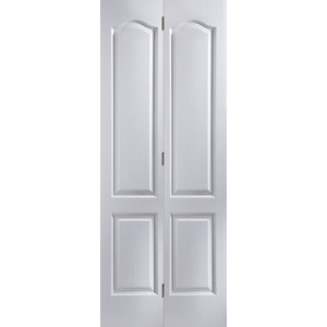 4 panel Primed White Woodgrain effect Internal Bi-fold Door set  (H)1950mm (W)750mm
