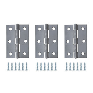 Chrome-plated Steel Butt Door hinge (L)75mm N172  Pack of 3