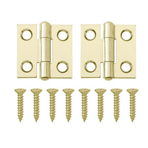 Brass-plated Metal Butt Door hinge (L)25mm PO72  Pack of 2