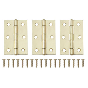 Brass-plated Metal Butt Door hinge (L)75mm N162  Pack of 3