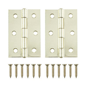 Brass-plated Metal Butt Door hinge (L)65mm NO75  Pack of 2