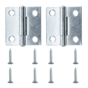 Zinc-plated Metal Butt Door hinge (L)38mm  Pack of 2