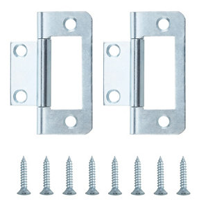 Zinc-plated Metal Flush Door hinge (L)50mm NO99  Pack of 2