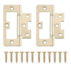 Brass-plated Metal Flush Door hinge (L)75mm N162  Pack of 2