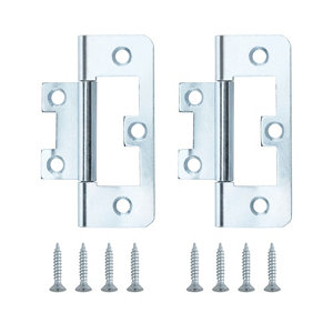 Zinc-plated Metal Flush Door hinge (L)65mm N100  Pack of 2