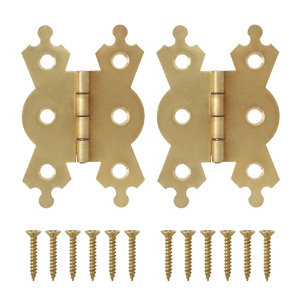 Brass-plated Metal Flush Door hinge (L)50mm NO92  Pack of 2
