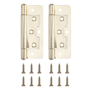 Brass-plated Metal Flush Door hinge (L)100mm  Pack of 2