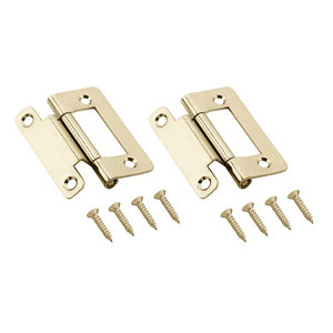 Brass-plated Metal Flush Door hinge (L)50mm N162  Pack of 2