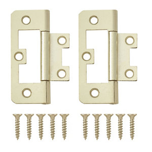 Brass-plated Metal Flush Door hinge (L)65mm NO96  Pack of 2