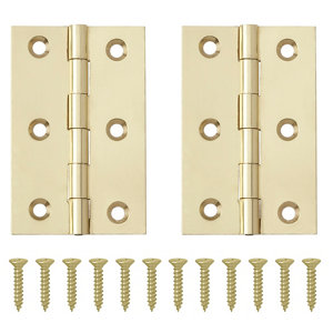 Brass-plated Metal Butt Door hinge (L)65mm N162  Pack of 2