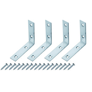 Zinc-plated Mild steel Corner bracket (H)1.5mm (W)67.5mm (L)65mm  Pack of 4