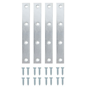 Zinc-plated Steel Mending plate (L)125mm (W)16.2mm (T)1.5mm  Pack of 4