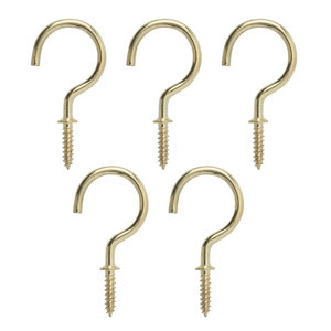 Brass-plated Medium Cup hook (L)38.5mm  Pack of 25