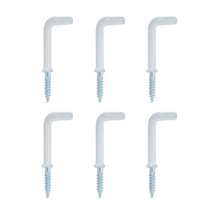 White Medium Cup hook (L)39.5mm  Pack of 6