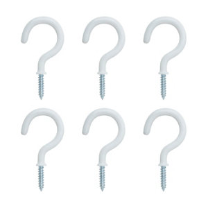 White Extra large Cup hook (L)56mm  Pack of 6