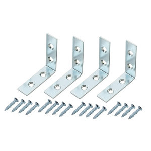 Zinc-plated Mild steel Corner bracket (H)1.5mm (W)50.5mm (L)50mm  Pack of 4