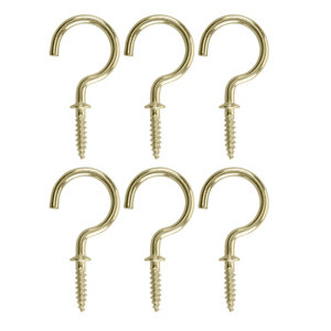 Brass-plated Medium Cup hook (L)38.5mm  Pack of 6