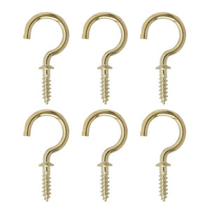 Brass-plated Small Cup hook (L)30mm  Pack of 6