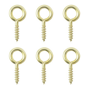 Zinc-plated Brass Extra small Screw eye (L)16mm  Pack of 6