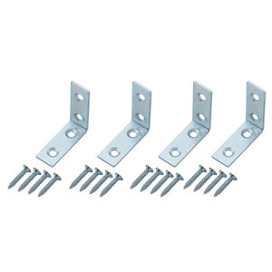 Zinc-plated Mild steel Corner bracket (H)1.5mm (W)41.5mm (L)40mm  Pack of 4