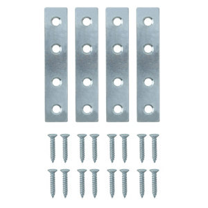 Zinc-plated Steel Mending plate (L)75mm (W)16mm (T)2mm  Pack of 4