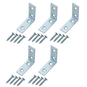 Zinc-plated Mild steel Corner bracket (H)1.5mm (W)41.5mm (L)40mm  Pack of 20
