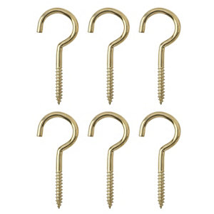 Brass-plated Small Cup hook (L)48mm  Pack of 6