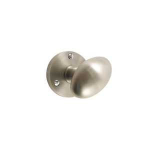 Satin Nickel effect Brass Round Door knob (Dia)58.3mm  Pair